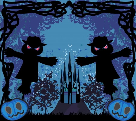 Halloween scary scarecrow のイラスト素材