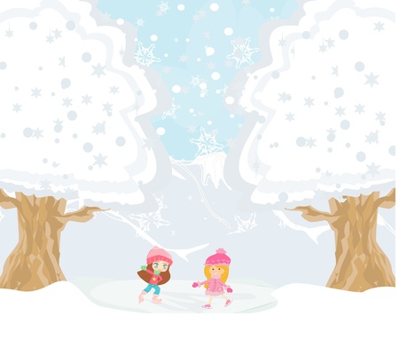 Girls on skates のイラスト素材