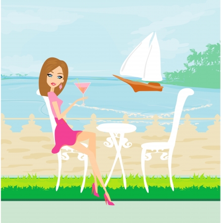 girl on vacation のイラスト素材