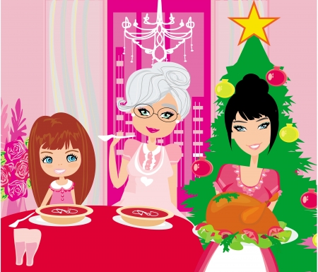 Woman serving your family a turkeyのイラスト素材