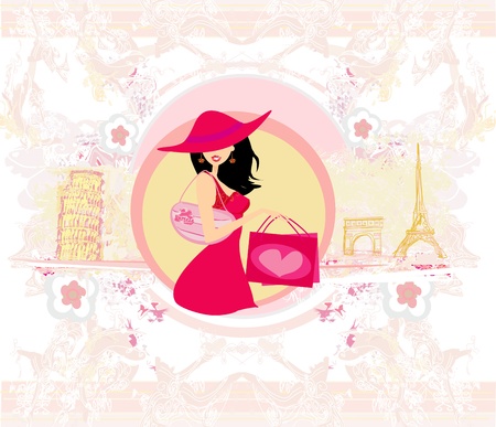  beautiful women Shopping in France and Italy のイラスト素材