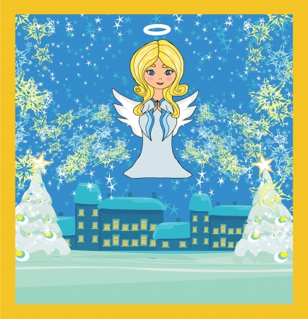 Abstract Christmas card with angelのイラスト素材