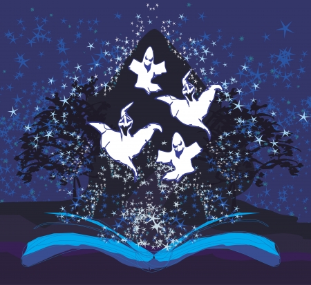 story book with ghost stories のイラスト素材