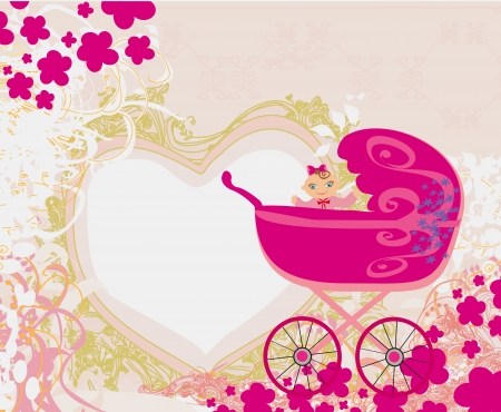 baby girl announcement card のイラスト素材