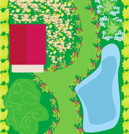 Project landscaping with pool.のイラスト素材