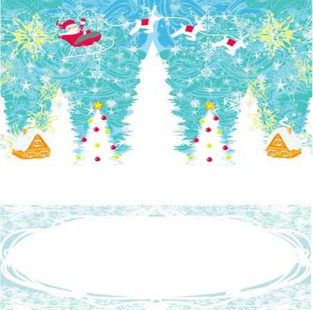 Abstract Christmas card with Santa Claus and reindeerのイラスト素材