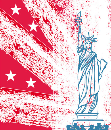 Statue of Liberty, grunge backgroundのイラスト素材