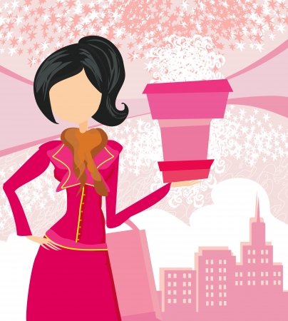 abstract fashion girl Shoppingのイラスト素材