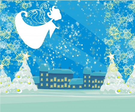 Abstract Christmas card with angel のイラスト素材