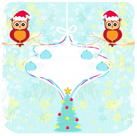 Winter card with cute owls のイラスト素材