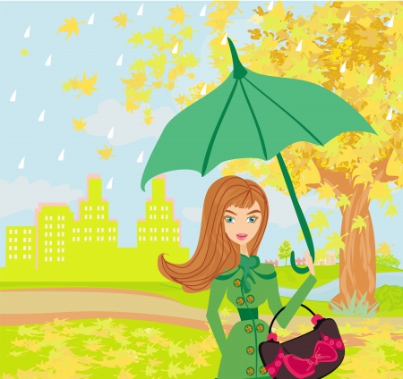 beautiful woman with umbrella のイラスト素材