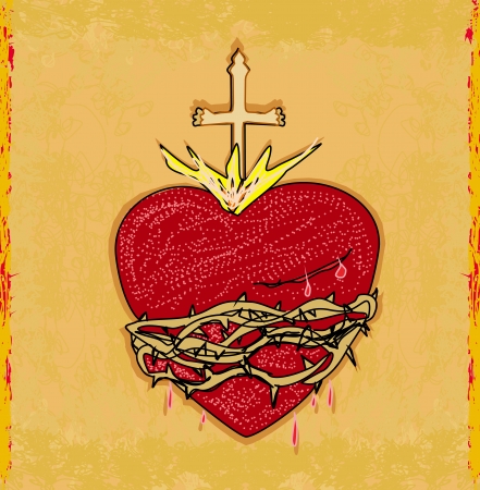 The Sacred Heart of Jesus on grunge backgroundのイラスト素材