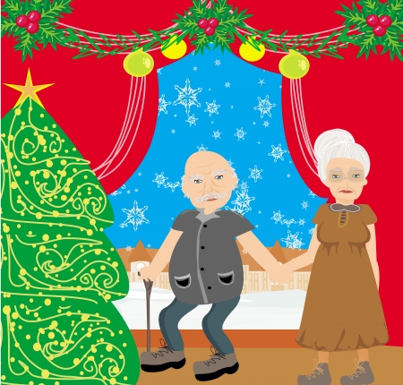 Senior couple spending the holidays at homeのイラスト素材