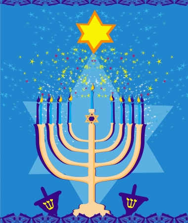 Vector illustration of hanukkah menorah abstract card のイラスト素材