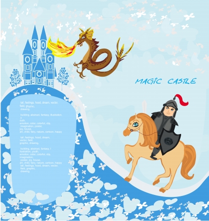 dragon attacks the castleのイラスト素材