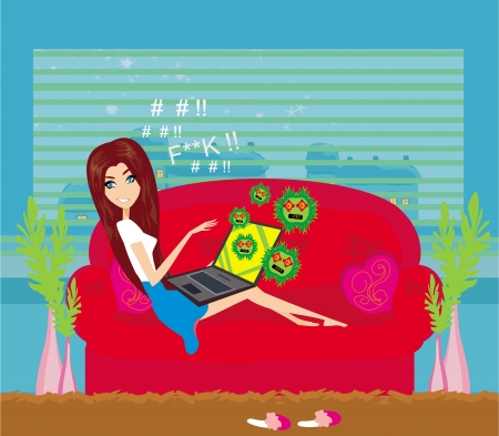 Computer virus attacking laptopのイラスト素材