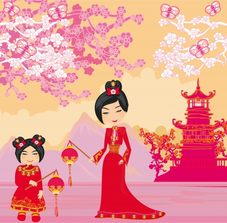 Mid-Autumn Festival for Chinese New Year , Abstract cardのイラスト素材