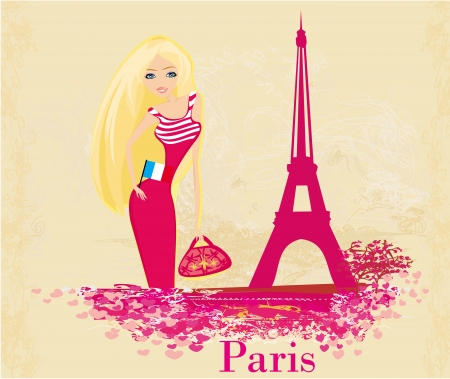 beautiful women Shopping in Parisのイラスト素材