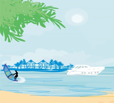 Windsurfer on the wave のイラスト素材