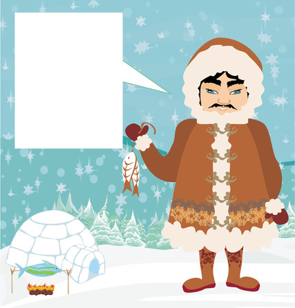 eskimos and fishのイラスト素材