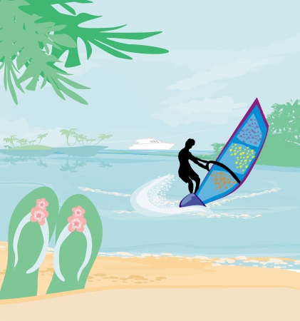 Windsurfer on the waveのイラスト素材