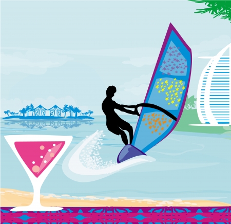 Windsurfer on the waveのイラスト素材