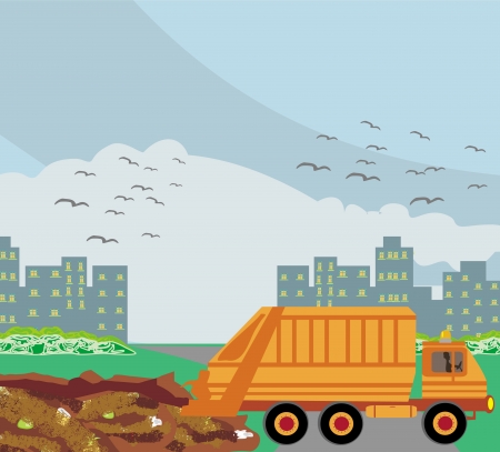 dump on the road to the city のイラスト素材