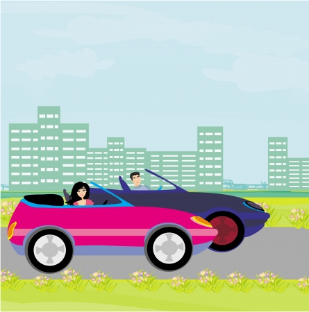 drive a car on a sunny dayのイラスト素材