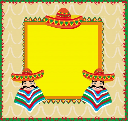 Mexican frame with man in sombrero のイラスト素材