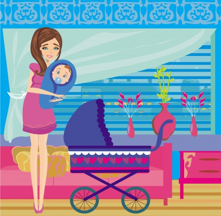 mother hugs her childのイラスト素材