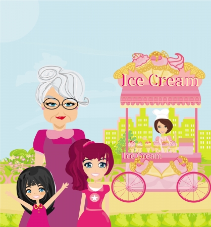 Ice Cream Mobile Shopのイラスト素材