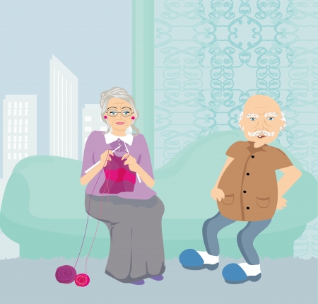 Senior couple resting at homeのイラスト素材