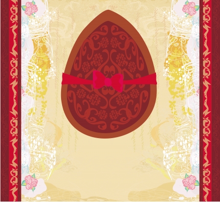 vector illustration of chocolate egg with red bow のイラスト素材