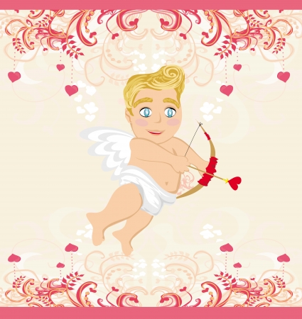 happy valentines day vintage card with cupidのイラスト素材