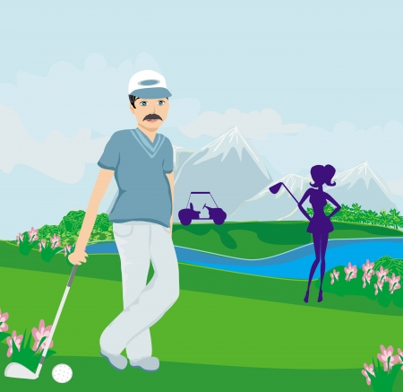 golfers on a sunny dayのイラスト素材