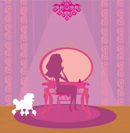 woman applied makeup in her dressing roomのイラスト素材