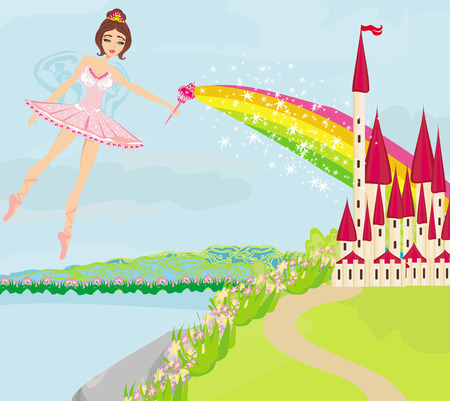  Magic Fairy Tale Princess Castle のイラスト素材