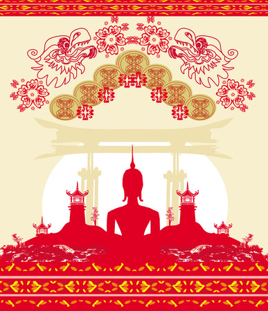 Buddha - abstract background, beautiful ornament card のイラスト素材