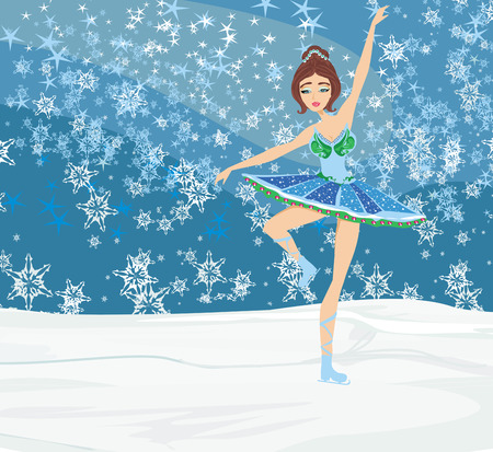 Abstract card with a beautiful figure skaterのイラスト素材