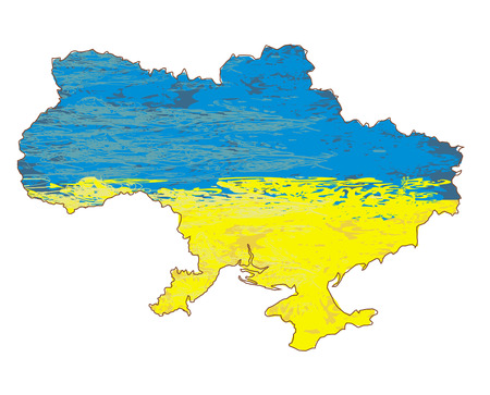 Ukraine Grunge map with the flag inside. のイラスト素材