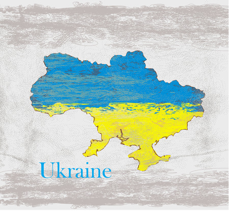 Ukraine Grunge map with the flag inside. のイラスト素材