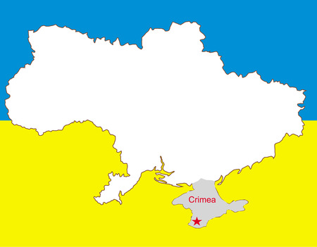 Ukraine vector map with the Crimea peninsula highlighted. のイラスト素材