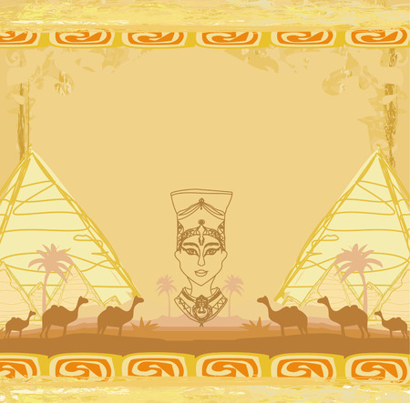 grunge background with Egyptian queen のイラスト素材