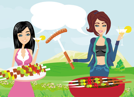 a small party at the grillのイラスト素材