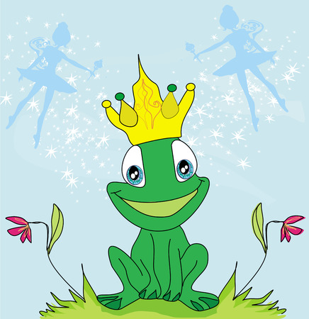 little fairies and frog のイラスト素材