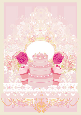 Happy Birthday - abstract floral greeting cardのイラスト素材