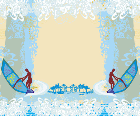 Windsurfer on the wave - Abstract frameのイラスト素材