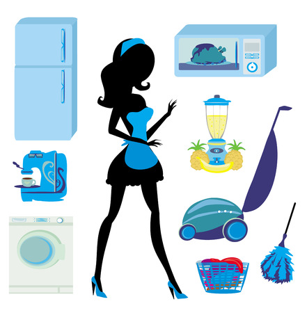 furniture in the kitchen and cleaning - setのイラスト素材
