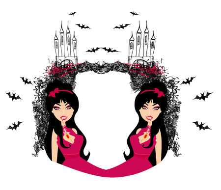 abstract frame of a beautiful female vampire のイラスト素材