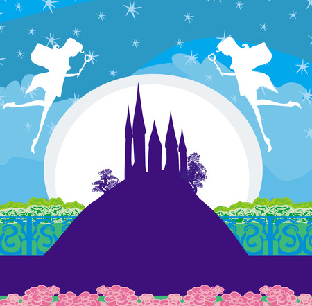 Magic Fairy Tale Princess Castle のイラスト素材